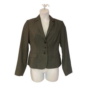 Calvin Klein semi lightweight Pinstripe Dark Gray Blazer Womans Grey Suit Jacket